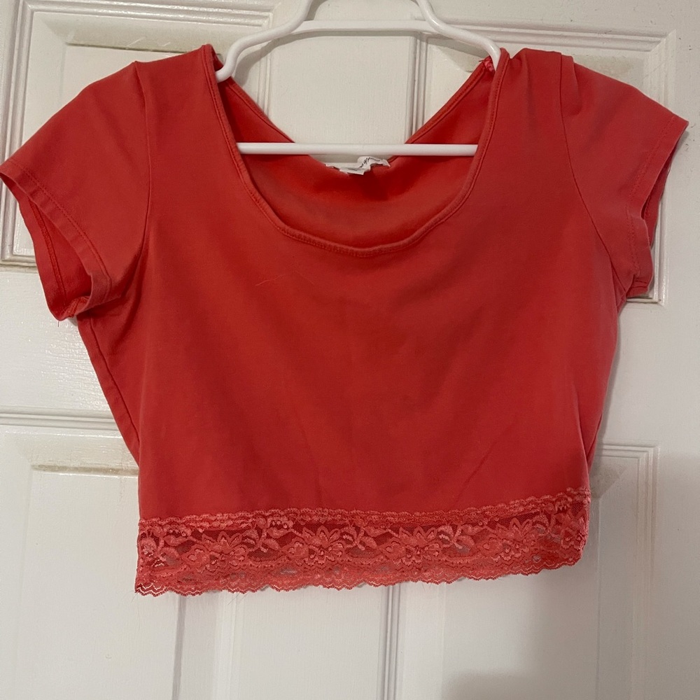 crop top with trim lace. Size large